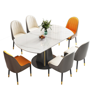 Marble Modern Expandable Adjustable Round Dining <strong>Table</strong> for Villa Hotel Apartment-8-Person Capacity <strong>Stable</strong> &amp; Multipurpose - Product Image 1