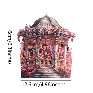 Với gian hàng hoa hươu và cửa đôi để tặng quà lễ hội và phước lành thiệp chúc mừng pop-up 3D - Product Image 5