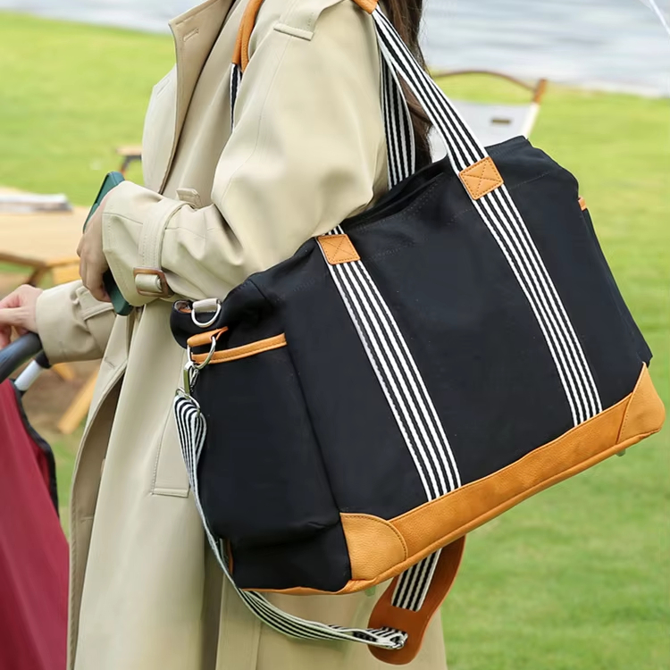 Hot Sale Mommy Diaper Organizer Large Capacity Canvas Tote Bag Portable Zipper New Design Foldable Maternity Care Antitheft