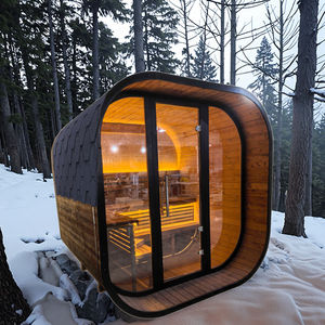 ห้องซาวน่าอบไอน้ำแบบเปียก/แห้งสำหรับห้องซาวน่าพร้อมม้านั่งแถบไฟ LED ไม้ซีดาร์สีแดง - Product Image 3