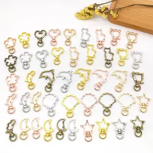 Wholesale Different Shape spring Keychain Custom Lobster Clasp Keychain Metal Snap Hook Clip Swivel key chains Accessory Keyring