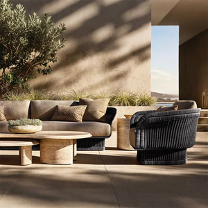 Conjunto de Sofás de Ratán Modernos para Exteriores - Muebles Resistentes al Agua para Hoteles, Parques, Villas y Casas de Campo - Product Image 1