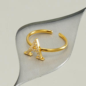 Anillos Ajustables con Iniciales de Letras, Chapados en Oro de 18K, Regalo para Adolescentes, Anillo Moderno que No se Deslustra, Regalos de San Valentín, Joyería - Product Image 5