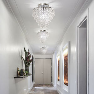 Lampadario di cristallo di lusso con luci a soffitto a forma di perline a triplo strato montate per soggiorno camera da letto - Product Image 4