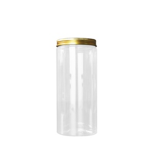 Tarros de plástico PET personalizables de 4oz, 8oz y 16oz, grado alimenticio, almacenamiento de 650ml y 1000ml para dulces, azúcar, galletas, aperitivos, tarro de plástico transparente - Product Image 1