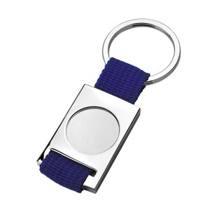 Porte-clés en tissu satiné bleu avec trous de 25 mm, porte-clés en métal, catégorie de produits - Product Image 1