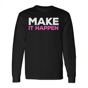 T-shirt a maniche lunghe Make IT Happen, design motivazionale nero, taglia unisex per adulti - Product Image 3