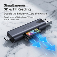 Lector de Tarjetas OTG 2 en 1 Veggieg Factory, de Aleación de Aluminio, USB 3.0 5Gbps a Tipo C, Adaptador USB, Lectores de Tarjetas SD/TF