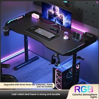 Éclairage ambiant Bureau de sport électronique Bureau d'ordinateur à hauteur réglable épaissie pour usage domestique et chambre à coucher Table de bureau de jeu
