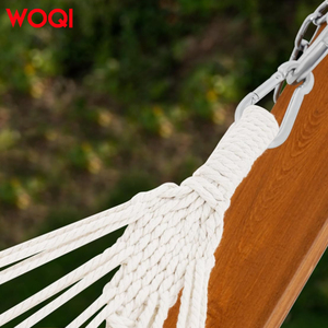 WOQI-<span class=keywords><strong>Hamac</strong></span> portable rayé pour le camping et la randonnée avec sac et équipement de levage en bois pour les voyages et la suspension - Product Image 4