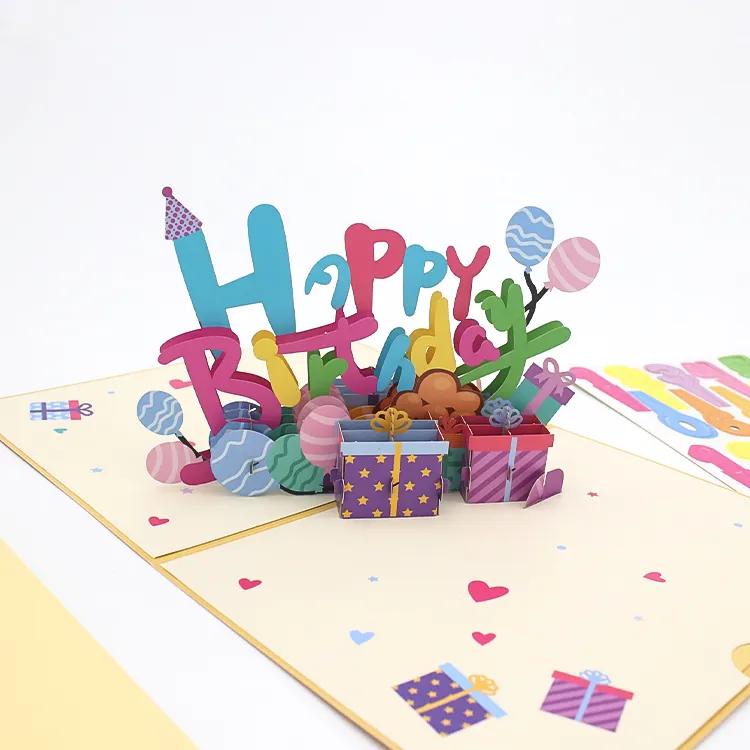 Carte d'anniversaire Pop Up Happy 3D carte de voeux carte-cadeau faite à la main conception personnalisée pour la famille et les amis maison et messages de souhaits commerciaux