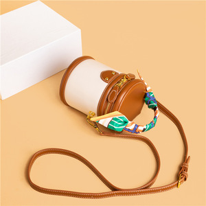 Women's Crossbody Makeup Bag PU Leather Zipper Closure Small Size Polyester Lined <b>Scarf</b> Decoration Daily Use - Product Image 3
