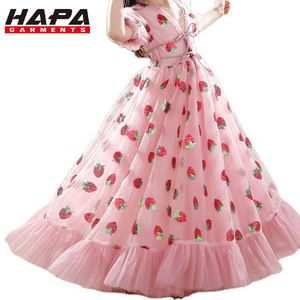 Nouvelle Robe d'Anniversaire Personnalisable Fille Rose à Paillettes Fraise en Tulle pour Enfants - Product Image 1
