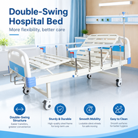 Lit d'hôpital avec barrière de sécurité en alliage d'aluminium, plateau en forme de C, tête de lit en ABS et PP, cadre en tube d'acier pour usage en salle médicale