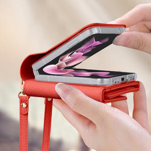 Cartera de cuero de lujo VIETAO <span class=keywords><strong>Flip</strong></span> Z3 <span class=keywords><strong>Z4</strong></span> funda zflip 4 funda de tarjeta para <span class=keywords><strong>Samsung</strong></span> Z <span class=keywords><strong>Flip</strong></span> 6 5 funda de teléfono con soporte de mano de anillo - Product Image 5