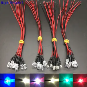 Ultra Terang Merah Hijau Biru Putih Kuning Pink Multi-Warna Berkedip Digunakan Kabel 5 Mm 12V LED Diode