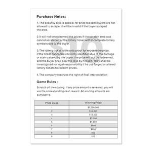 Règles du jeu de loterie personnalisées de style jeu rouge, conception d'icônes gagnantes, prix, loterie chanceuse, impression numérique - Product Image 5