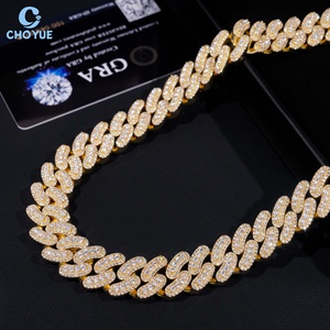 Hip Hop 3 Rows VVS Moissanite Diamond Cuban Link <b>Chain</b> 14K Gold Plated Bling <b>Iced</b> <b>Out</b> Miami Cuban Necklace for Men - Product Image 5