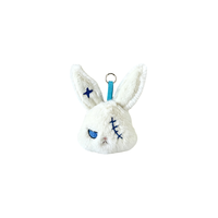 Pendentif en peluche lapin blanc avec motif bleu et oreilles étoilées, breloque style Lolita pour les boutiques d'accessoires Harajuku