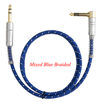 Bochara 1/4 ''Jack 90 degrés 6.35mm TRS mâle à mâle câble Audio stéréo double blindé pour amplificateur de mixage de guitare électrique 3Pack