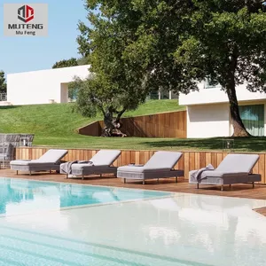 Chaise longue de plage en métal moderne pour loisirs en plein air, imperméable et résistante au soleil, pour cour, villa, piscine ou plage - Product Image 3