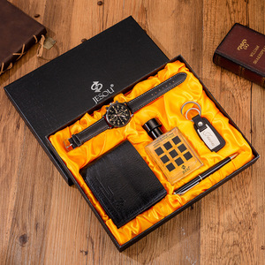 Ensemble de 5 articles pour homme : portefeuille + parfum + porte-clés + montre à quartz à grand cadran + <span class=keywords><strong>stylo</strong></span>, coffret cadeau pour le bureau et les cadeaux - Product Image 4