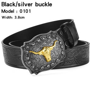 Nuova cintura <span class=keywords><strong>da</strong></span> uomo con grande fibbia in Denim occidentale testa di toro, alla moda in lega Punk American Street cintura in rilievo - Product Image 4