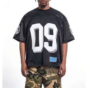 Custom Fashion Mesh Oversized Short Breathable Anti-Bacterial Quick Dry <b>American</b> Football Jersey Silk Screen Printed Retro - Product Image 1