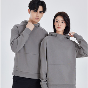 High Neck Hooded Sweatshirt Women Loose Fit Breathable Solid Color Autumn Winter Wear - Product Image 4