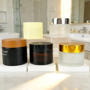 Wholesale Empty Round Body Scrub Cream Glass Jar with Gold Lid 5g 10g 15g 20g 30g 50g 100g Cosmetic Black Eye Cream Glass Jar - Product Image 1