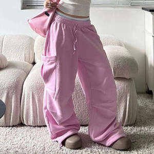 OEM ODM Custom Women <b>Summer</b> Street Drawstring <b>Pants</b> Casual High Waist Straight Stacked Sweat <b>Pants</b> - Product Image 2