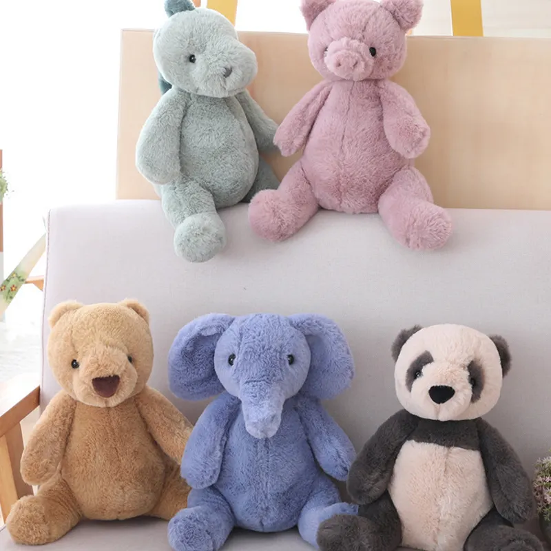 23 cm Furry Cute Cartoon Animal Elephant Bear Dinosaur Stuffed Plush Toys for Children Christmas Gifts Panda Pig Plushie Dolls
