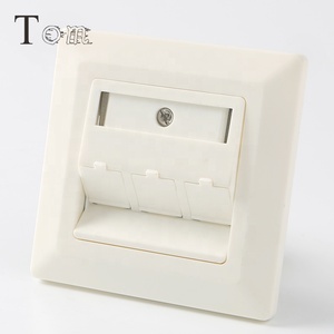 TOM-MB-29-02 German style faceplate rj11 <span class=keywords><strong>rj45</strong></span> 2 port modular keystone jack faceplate network CAT6 ace plate - Product Image 1