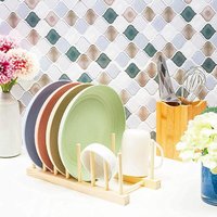 Égouttoir à vaisselle en bambou naturel pour évier de cuisine et séchoir à vaisselle pliable Organisateur de maison Porte-assiette Porte-gobelet Produit en boîte