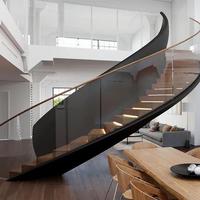 Escalier droit sur mesure en verre de fabrication moderne 2026 pour villa