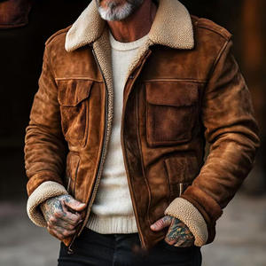 Best-seller Veste décontractée pour <span class=keywords><strong>homme</strong></span> avec col en peau de mouton, fermeture éclair, vêtements de travail, Sehe Fashion - Product Image 4