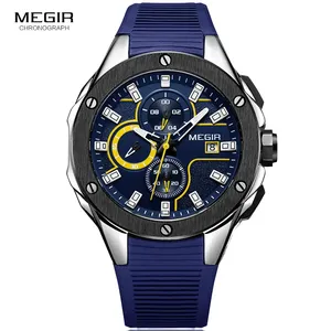 Megir 2053 moda hecha en China reloj de cuarzo para hombre <span class=keywords><strong>Excel</strong></span> correa de goma Chrono fecha pantalla impermeable deportes Relogio Musculino - Product Image 2