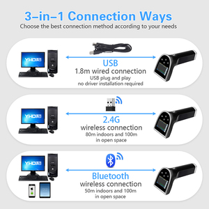 Yhdaa 2D cho bluetooth không dây <span class=keywords><strong>QR</strong></span> Máy quét mã 2600mAh cảm giác tự động màn hình <span class=keywords><strong>LED</strong></span> giao diện USB quét chính xác Đầu đọc mã vạch - Product Image 4