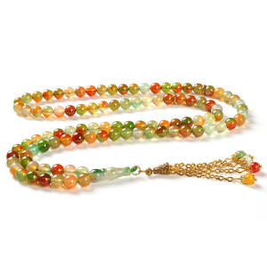 Bracelet de couleur naturelle <span class=keywords><strong>Malachite</strong></span> Tesbiha 8MM 99PCS Chapelet musulman en agate colorée Diamant taillé brillant Style religieux <span class=keywords><strong>Islam</strong></span> - Product Image 2