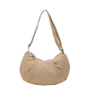 Bolso de bola de masa hervida de nuevo estilo 2025 para mujer, bolso de un solo hombro Simple de color sólido japonés, bolso cruzado de tela ligera - Product Image 1