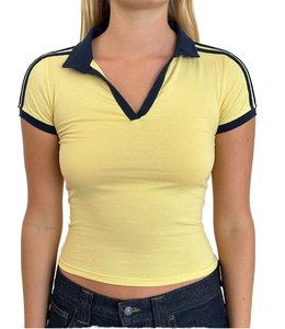 Chemise polo en coton et élasthanne pour femmes, manches courtes, broderie personnalisée, décontractée, pour le golf, vente en gros d'usine - Product Image 2