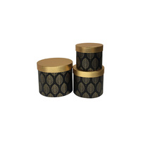 Boîte à fleurs fraîches ronde de haute qualité Boîte-cadeau de fleurs dorées en trois pièces avec revêtement UV Carton de qualité supérieure