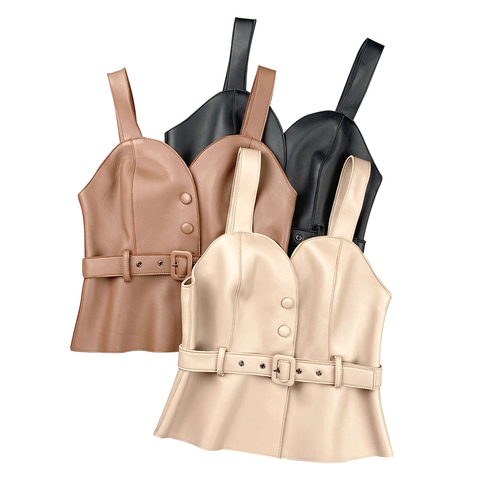 2130 Design Hot Girls Short Genuine Leather Sheepskin Ladies Sleeveless Custom Fit Waistcoat With Belt
