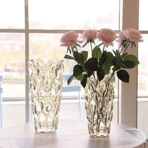 <span class=keywords><strong>Vase</strong></span> décoratif de bureau à pointe ronde et filetage bohème style arc-en-ciel en verre transparent - Product Image 3