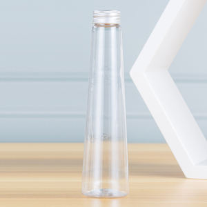 Botellas de Bebidas Cónicas Transparentes de PET de 250 ml y 350 ml con Tapa de Aluminio y Serigrafía para Jugos, Leche, Té y Bebidas Frías - Product Image 3