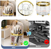 Organisateur de bureau transparent rotatif à 360 degrés en gros boîte de rangement de maquillage porte-pinceau de maquillage professionnel