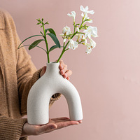 Vente chaude en gros Art Blanc Noir Céramique givré Vase Ensemble pour la décoration intérieure