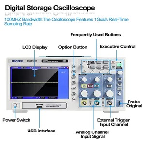 Oscilloscope numérique 200 MHz Hantek DSO5202P, bande passante 2 canaux, PC USB LCD, oscilloscope portable - Product Image 5