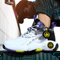 Chaussures de basket-ball pour hommes à logo personnalisé d'usine, chaussures de sport haute tige, antidérapantes, amortissantes, baskets