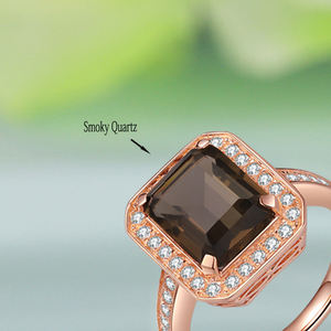 925 Серебряное винтажное квадратное кольцо из дымчатого кварца - Product Image 3